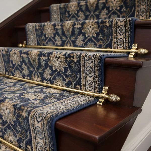 Brass Stair Rods Unlacquered, Carpet Runner Hardware Set