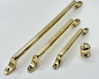 Unlacquered Polished Brass Handle Cabinet Pulls | Open Screw Style Hardware