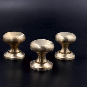 Unlacquered Brass Matte Round Cabinet Knob Pulls with Backplate