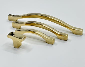 Unlacquered Modern Brass Handle Cabinet Pulls Polished | Slim Style Hardware