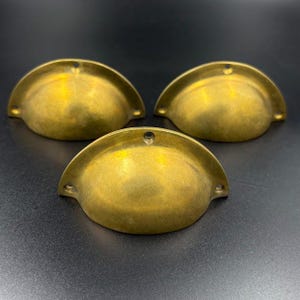Solid Brass Patina Cabinet Pull - Antique Style Cup Handle