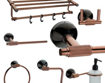 Modern Knurled Rose Gold Bathroom Accessories: Stainless Steel