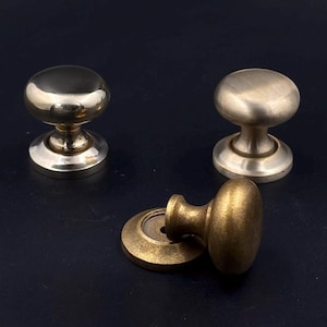 Unlacquered Brass Round Cabinet Knob Pulls with Backplate