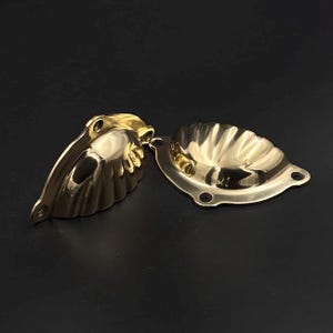 Unlacquered Polished Brass Cabinet Pull: Solid Brass Cup Handle & Knob