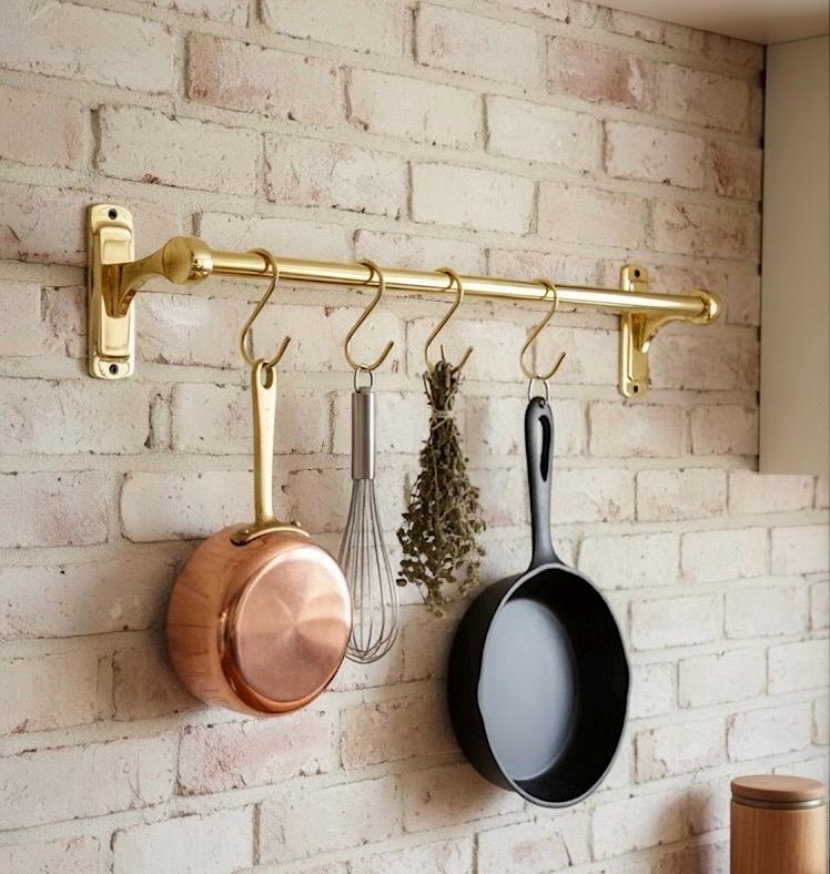 Pan Rails Unlacquered Brass Pot Rail - Edwardian Kitchen Pan Rack - Etsy