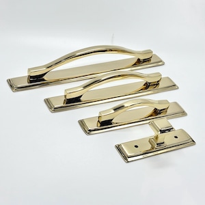 Unlacquered Brass Cabinet Pull with Backplate Polished - Victorian Style Hardware