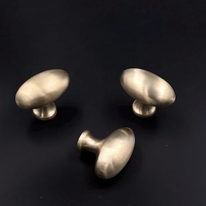 Unlacquered Matte Brass Polished Oval Cabinet Knob Pulls