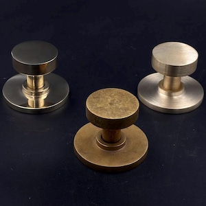 Unlacquered Brass Round Cabinet Knob Pulls with Backplate