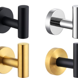 Ganci in acciaio resistente fatti a mano, gancio per accappatoio, gancio per asciugamano da bagno, gancio per porta a parete, ganci cromati neri e dorati