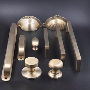 Unlacquered Matte Brass Cabinet Pull: Solid Brass Handle