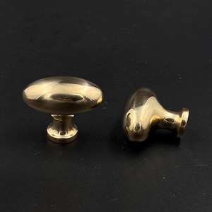 Unlacquered Brass Polished Oval Cabinet Knob Pulls