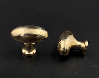 Unlacquered Brass Polished Oval Cabinet Knob Pulls