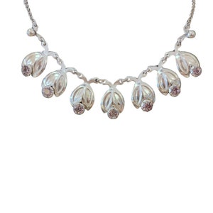Vintage Danish Sterling Silver Amethyst Stone Necklace Hans Hermann Siersbol