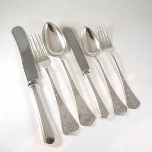 Antique Art Deco 830S Norwegian Silver Cutlery Set H.P. Henriksen Cutlery Set