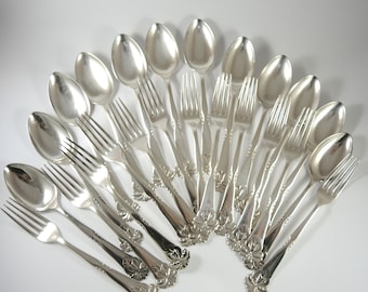 Art Deco Vintage Danish Gero Silver Plate Orchid Spoons & Forks