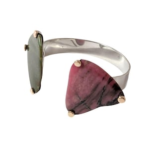 Vintage 9ct gold and Solid Silver Agate Cuff Bangle