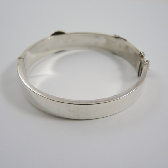 Vintage Sterling Silver Hinged Cuff Buckle Bangle… - image 7