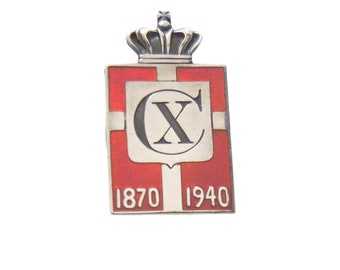 Vintage Sterling Silver Georg Jensen 1940 King Mark Lapel Stud Badge