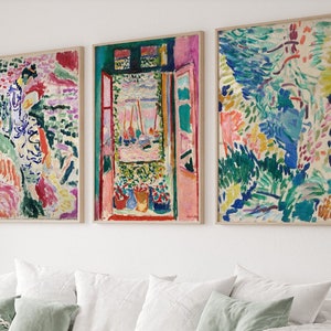 Lot de 3 estampes Matisse, oeuvre d&#39;art murale Matisse, exposition d&#39;art, oeuvre d&#39;art murale Mid-Century, art du paysage, affiche de musée, affiche imprimable de haute qualité,