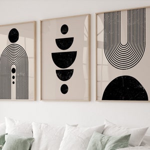 Boho Geometric Prints Set: Mid-Century Modern Wall Art (Digital Download)