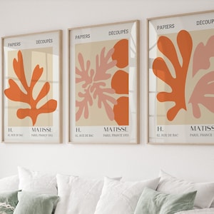 Henri Matisse Set of 3 wall art, Gallery Wall Set, Orange Matisse Print Set, Matisse Posters, Matisse Exhibition Poster, Matisse Prints,