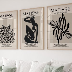 Lot de 3 impressions Henri Matisse, téléchargement d'impression Matisse, affiche de musée, mur de galerie vintage, art mural de galerie, lot de 3 impressions, numérique