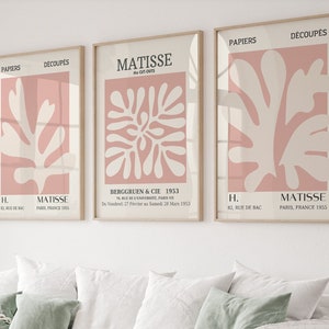 Blush Pink Henri Matisse Set of 3, Gallery Wall Set, Pink Matisse Print Set, Matisse Posters, Matisse Exhibition Poster, Matisse Prints,