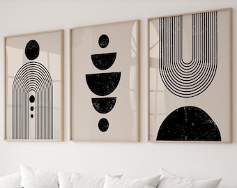 Boho Geometric Prints Set: Mid-Century Modern Wall Art (Digital Download)