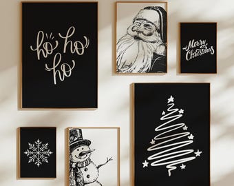 Funny Christmas Gallery Wall Art Print Set of 12: Holiday Decor (Digital Download)