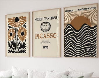 Gallery Wall Art Set Of 3, Picasso Print, Matisse Poster, Picasso Poster, Gallery Wall Set, Bauhaus Poster Set, Modern Wall Art, DIGITAL,