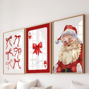 Christmas Wall Art Set: Red Holiday Prints (Digital Download)