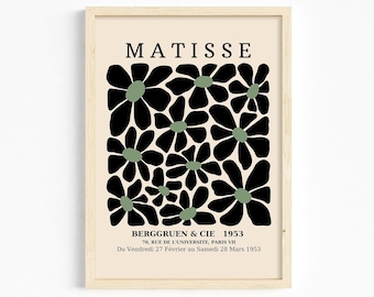 Matisse Exhibition Poster: Green & Black Floral Art (Digital Download)