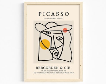 Picasso One Line Art Print: tentoonstellingsposter (digitale download)
