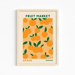 Fruit Market Poster, Colorful Art Print, Digital Kitchen Decor,  Printable Orange Wall Art, Kitchen Poster, Trendy Wall Art, DIGITAL,