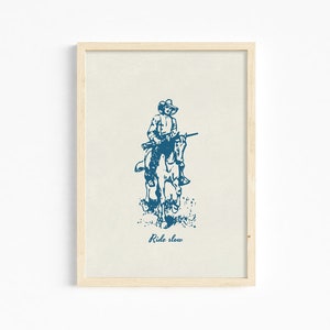 Cowboy Horse Art Print: Minimalist Western Decor (Digital Download) image 3