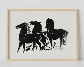Vintage Horse Art Print, Antique Horse Etching, High Quality Print, Antique Art, Printable Download, DIGITAL,