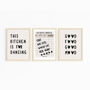 Aesthetic Kitchen Prints Set of 3, This Kitchen is For Dancing, Kitchen Decor, Kitchen Wall Art, Typography Prints, Trendy Kitchen Poster,