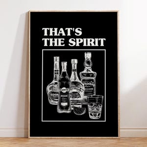 Czarny pasek sztuka wydruk plakat vintage bar cart wall art thats the spirit zabawny alkohol wydruk modny bar cart decor cyfrowe pobieranie