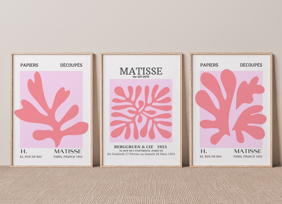 Henri Matisse Set of 3 Wall Art, Gallery Wall Set, Pink Matisse Print ...