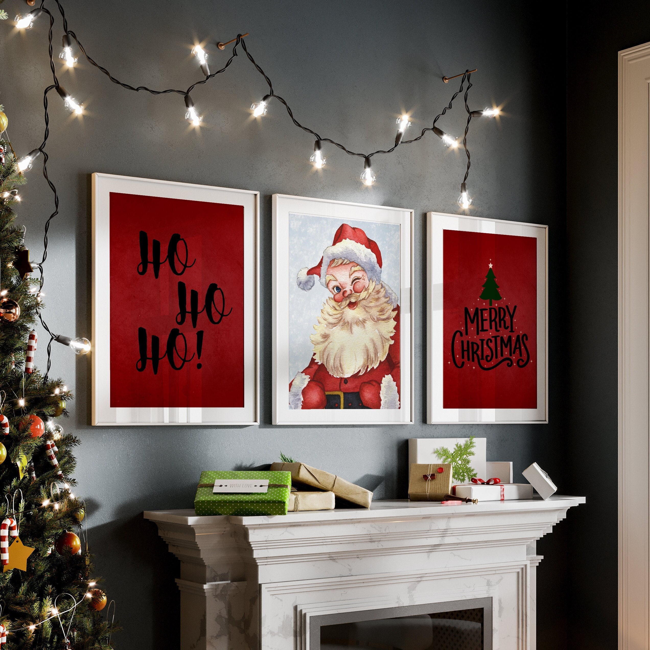 Gallery Set of 3 Christmas Wall Art Christmas Decorations Etsy