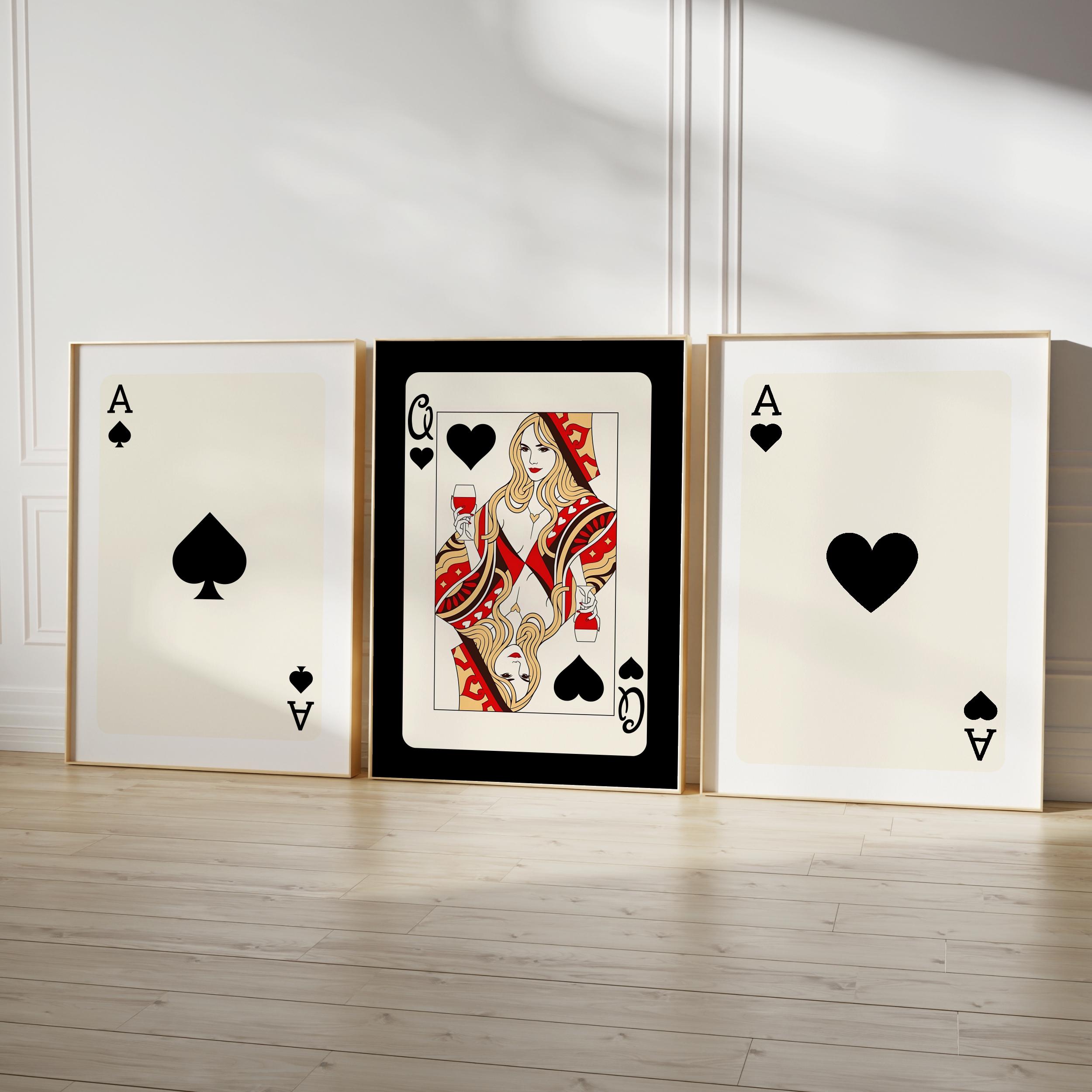 Retro Ace & Queen Card Print Set: Trendy Wall Art (digital