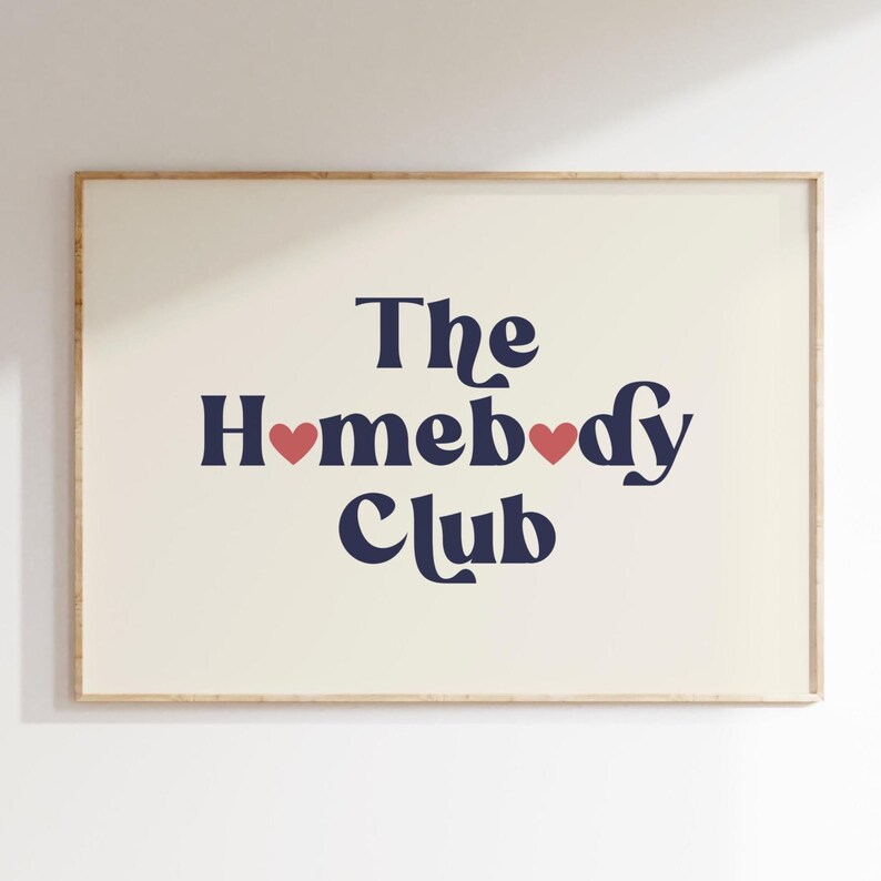The Homebody Club Poster Retro Wall Art Trendy Living Room Print Cute Aesthetic Decor Trendy Wall Art Print Apartment Wall Art DIGITAL image 1