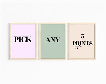 Pick Any 3 DIGITAL Prints, Custom Gallery Wall Art Set, Pick Your Own Prints, Modern Printable Wall Art, Custom Wall Art, Digital Download,