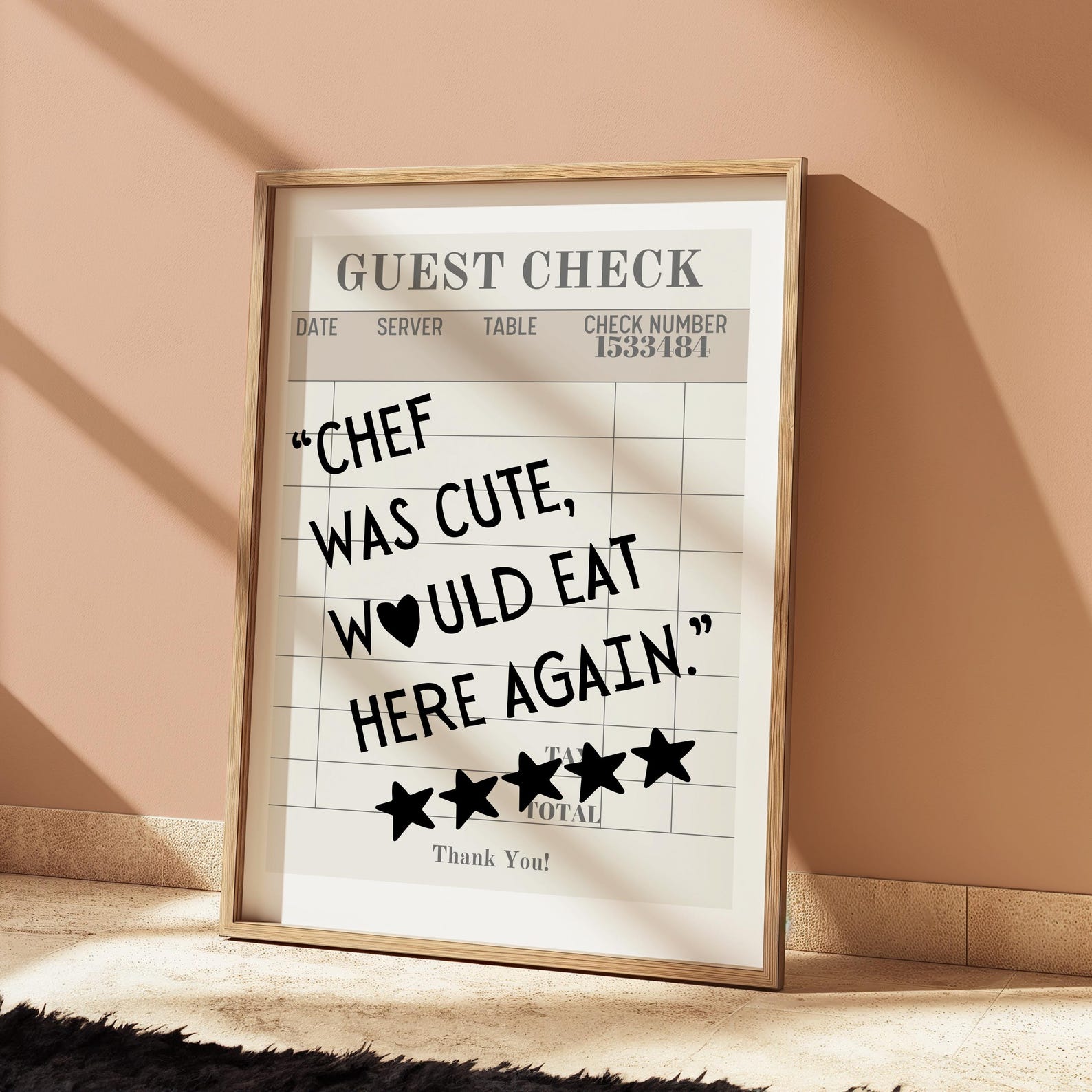 chef was cute aesthetic kitchen print retro wall art... Aesthetic Kitchen Prints Chef Was Cute Would Eat Here Again Kitchen ...