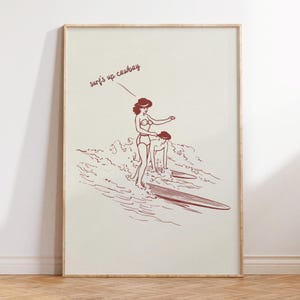 Vintage Western Wall Art Vintage Cowboy Art Surfing Poster Aesthetic Room Decor Burgundy Retro Home Decor Western Wild West print DIGITAL