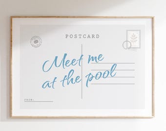 Meet Me at The Pool Postcard Print: Trendy Coastal Beach House Art (Digital Download)