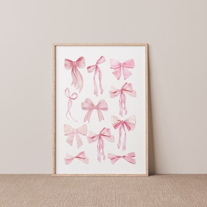 Trendy Pink Bows Wall Art Preppy Poster College Apartment Decor ...