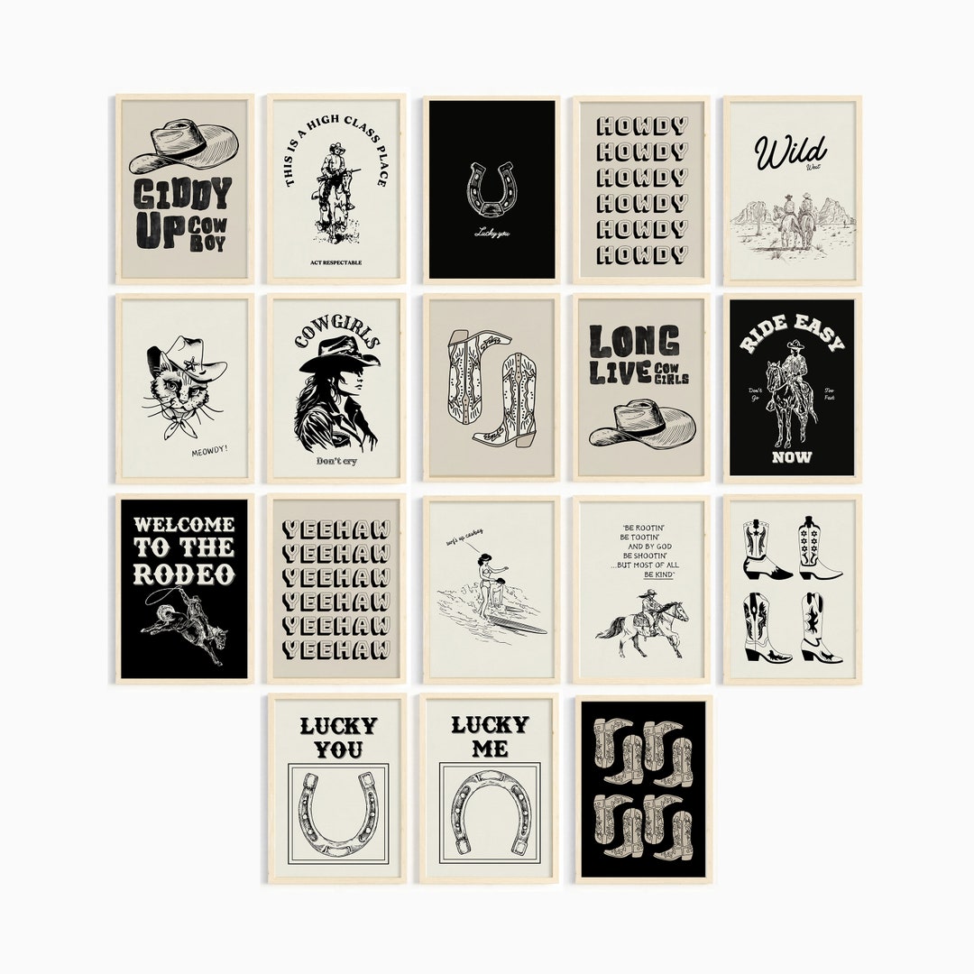 Vintage Western Prints Set: Cowboy Wild West Gallery Wall (digital ...