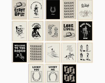 Vintage Western Prints Set: Cowboy Wild West Gallery Wall (Digital Download)