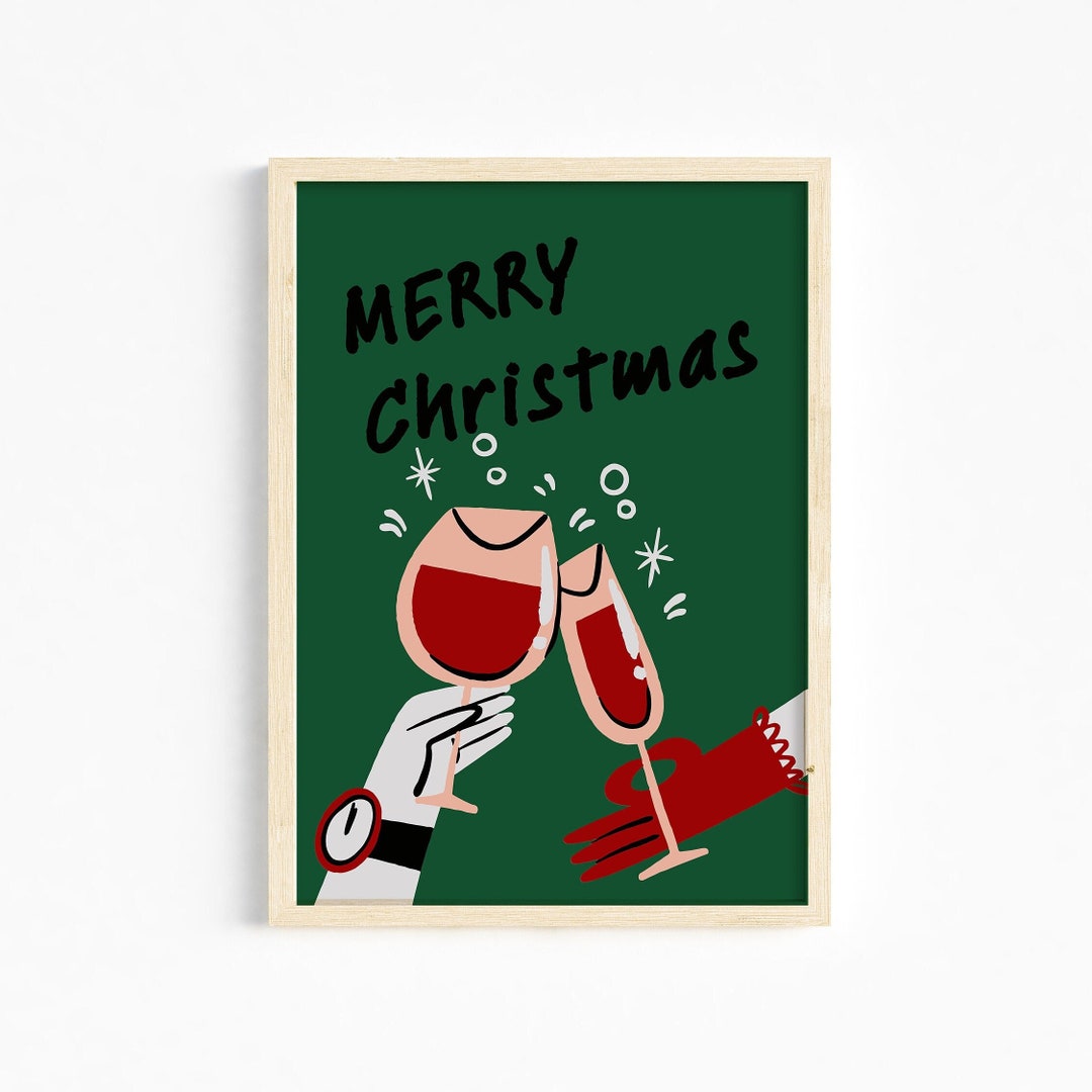 Funny Christmas Wall Art, Merry Christmas Print, Printable Cheers